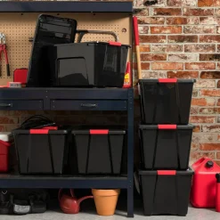 IRIS USA Plastic Storage Bins with Lids and Secure Latching Buckles