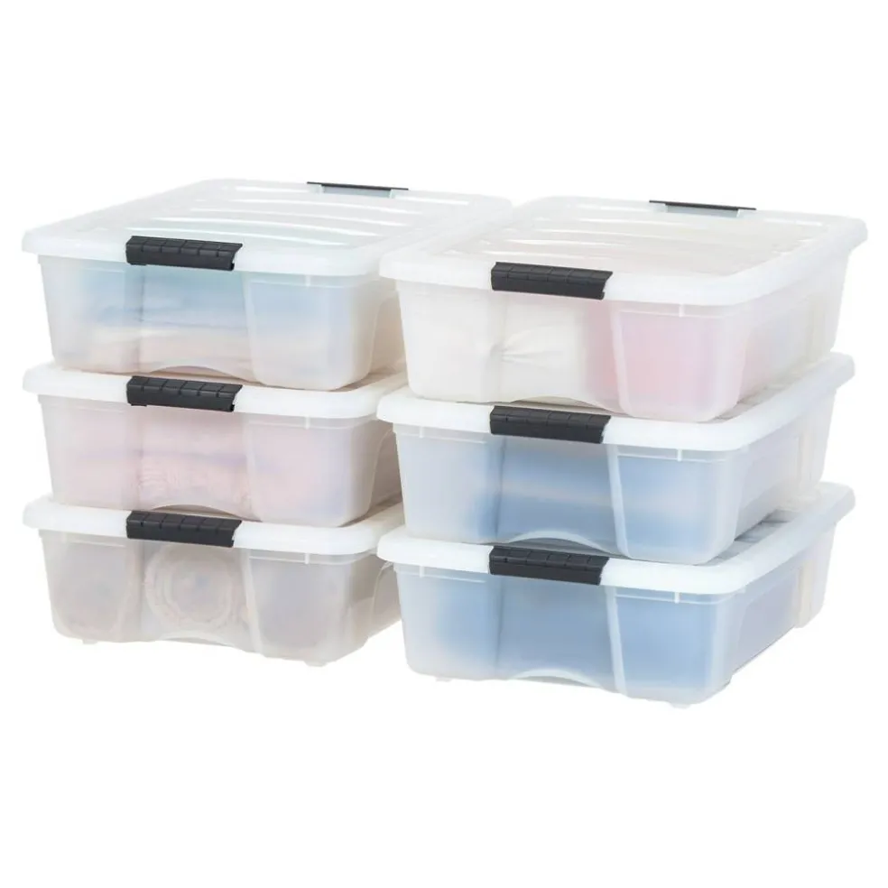 IRIS USA Plastic Storage Bins with Lids and Secure Latching Buckles