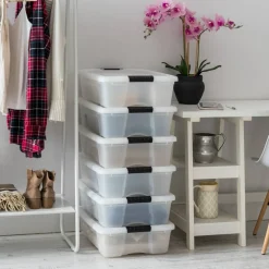 IRIS USA Plastic Storage Bins with Lids and Secure Latching Buckles