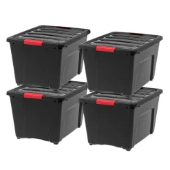 IRIS USA Plastic Storage Bins with Lids and Secure Latching Buckles