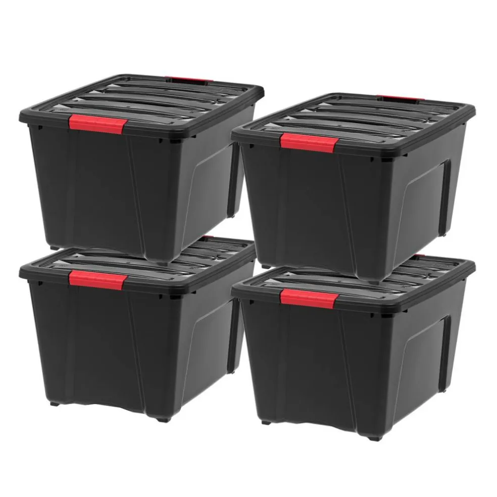 IRIS USA Plastic Storage Bins with Lids and Secure Latching Buckles