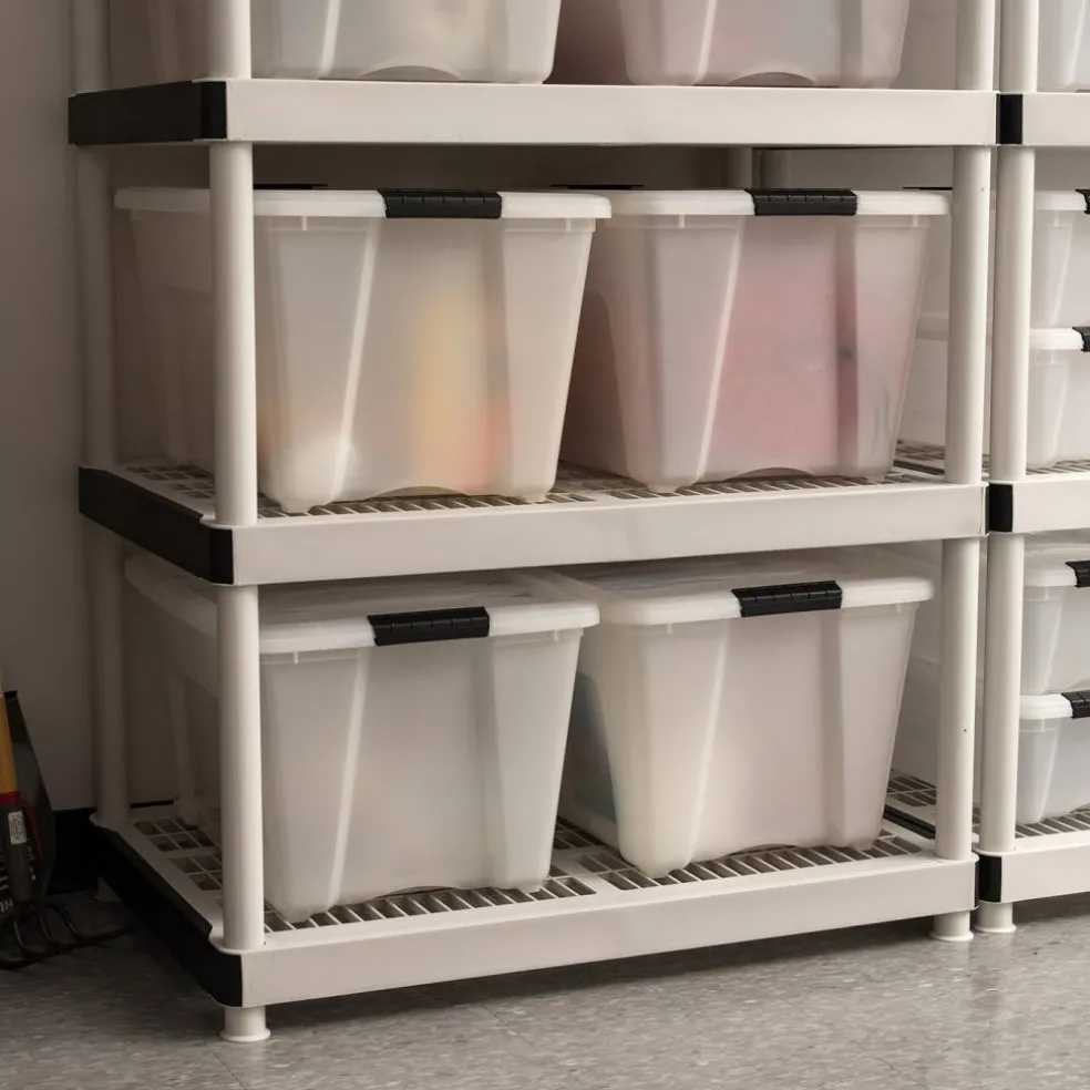 IRIS USA Plastic Storage Bins with Lids and Secure Latching Buckles