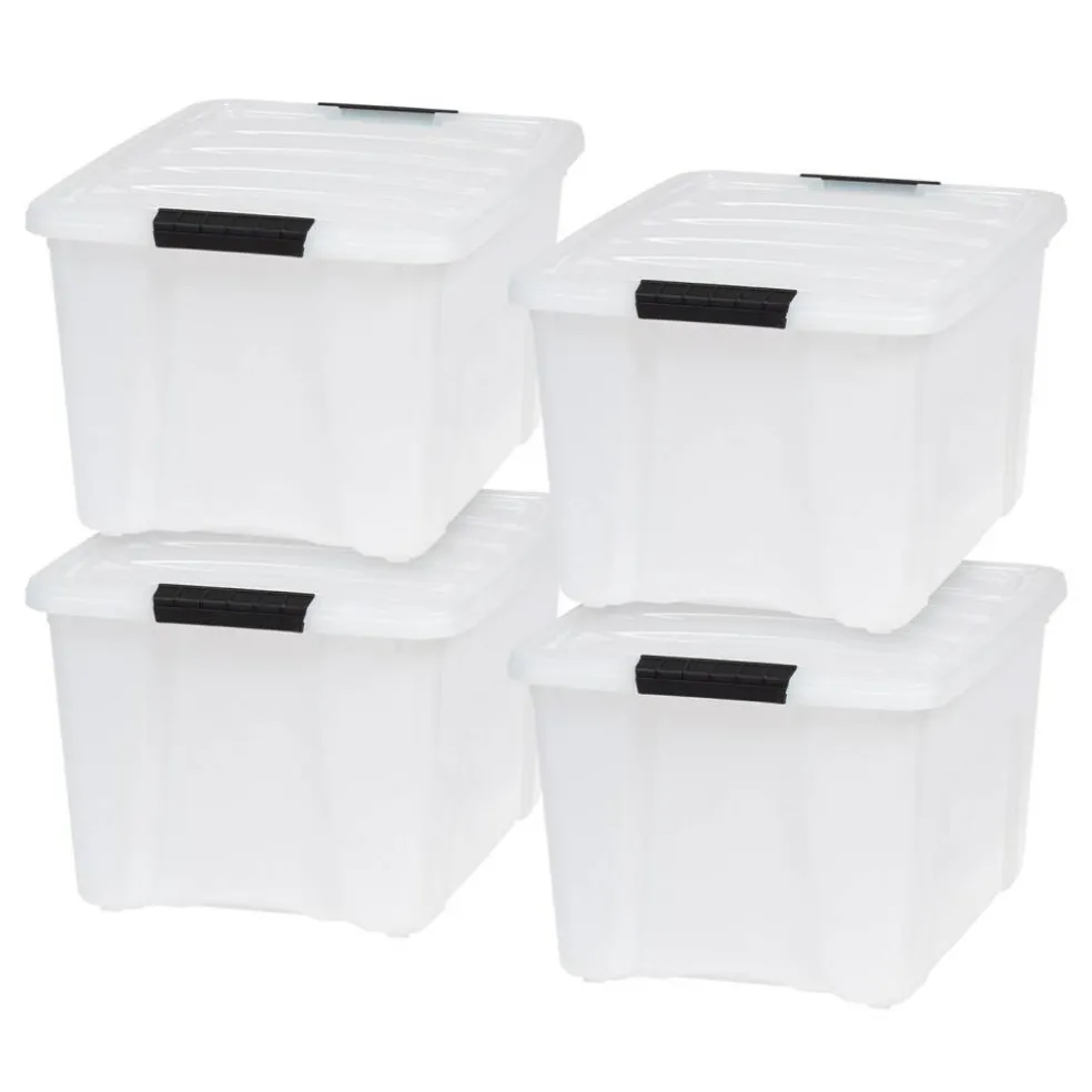 IRIS USA Plastic Storage Bins with Lids and Secure Latching Buckles