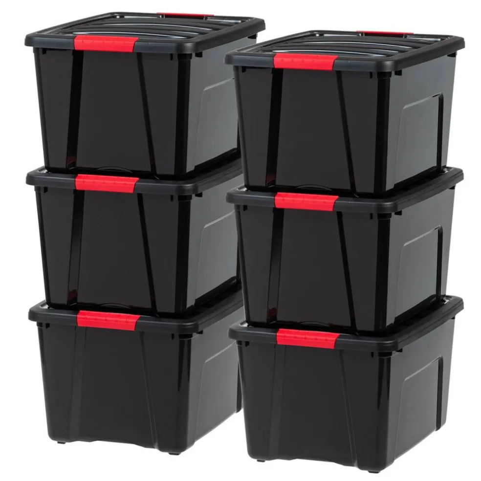 IRIS USA Plastic Storage Bins with Lids and Secure Latching Buckles
