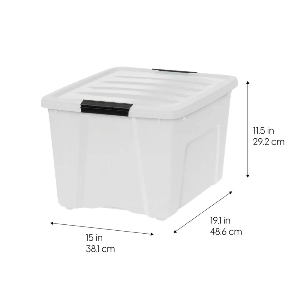 IRIS USA Plastic Storage Bins with Lids and Secure Latching Buckles