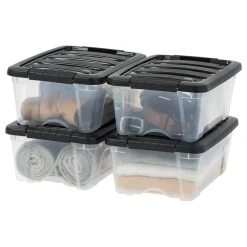 IRIS USA Plastic Storage Bins with Lids and Secure Latching Buckles