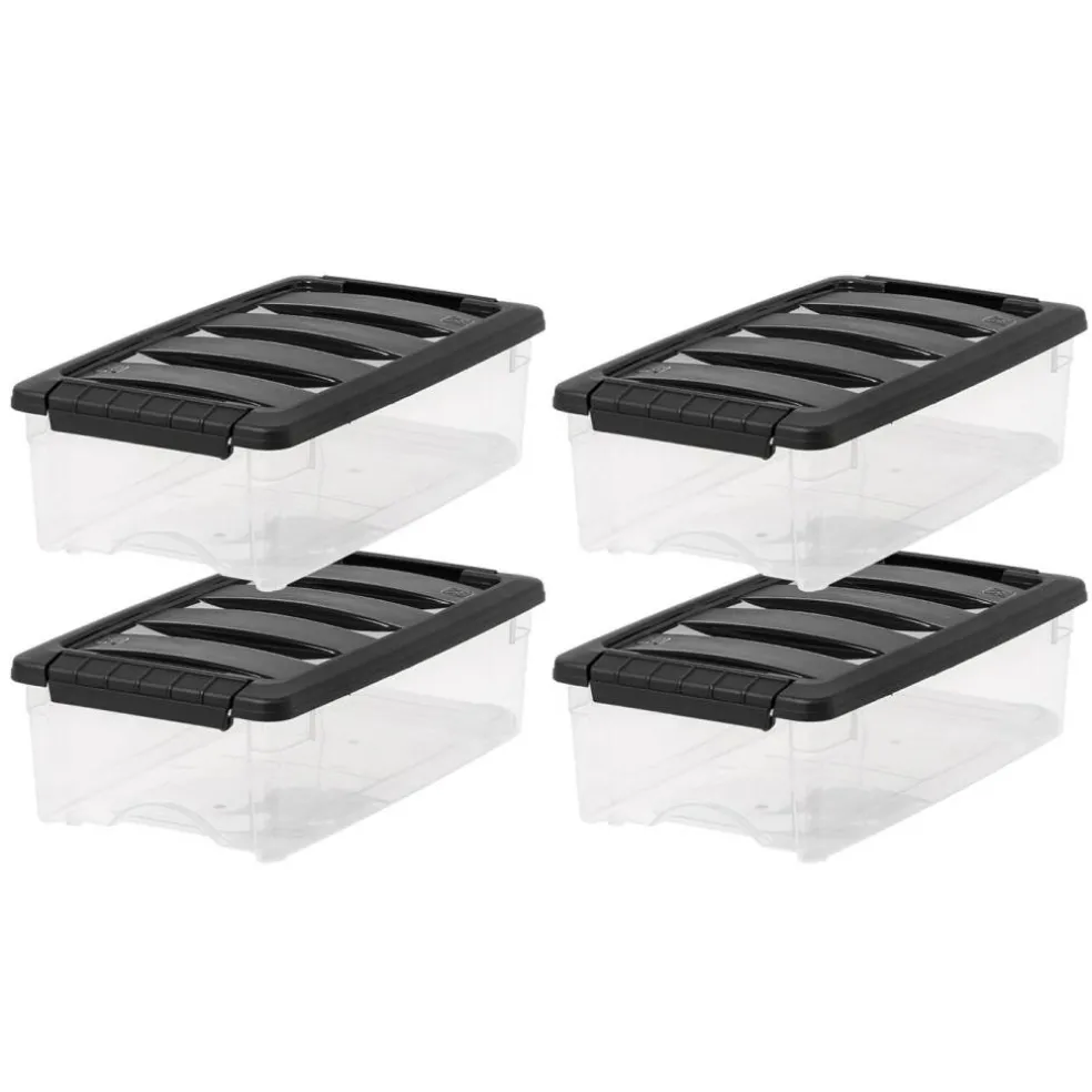 IRIS USA Plastic Storage Bins with Lids and Secure Latching Buckles