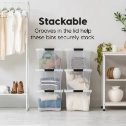 IRIS USA Plastic Storage Bins with Lids and Secure Latching Buckles