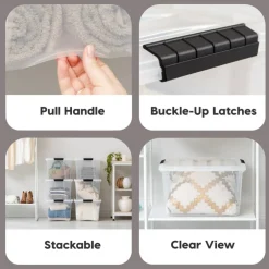 IRIS USA Plastic Storage Bins with Lids and Secure Latching Buckles
