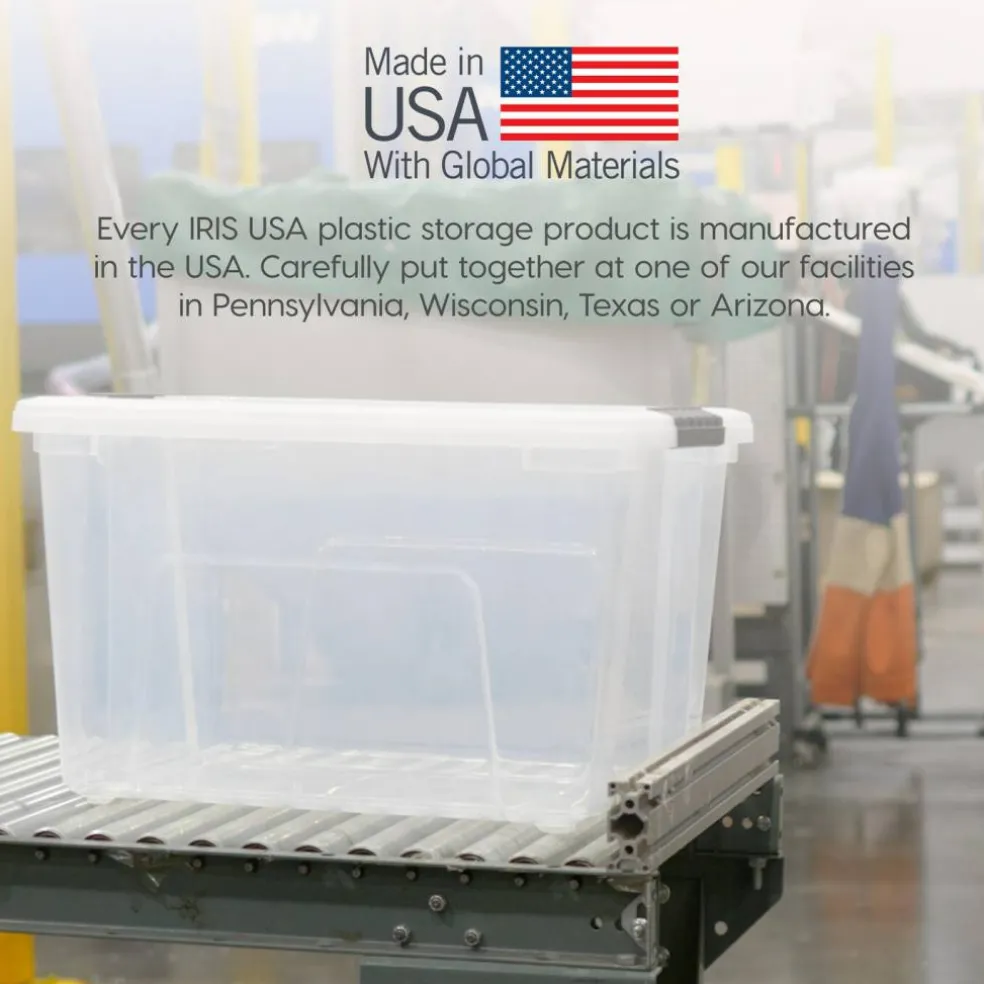 IRIS USA Plastic Storage Bins with Lids and Secure Latching Buckles