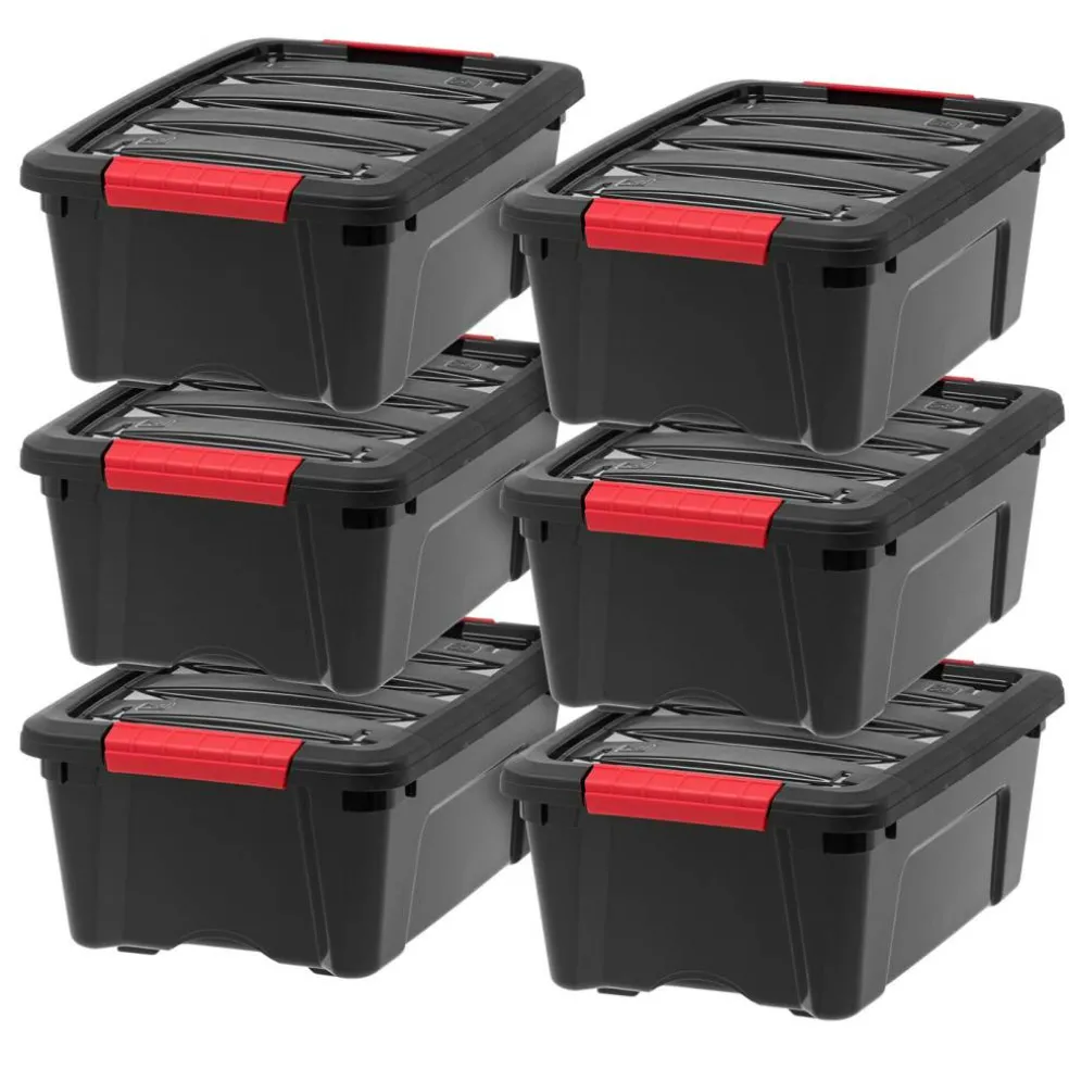 IRIS USA Plastic Storage Bins with Lids and Secure Latching Buckles