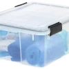 IRIS USA 30.6qt WEATHERPRO Airtight Plastic Storage Bin with Lid and Seal and Secure Latching Buckles