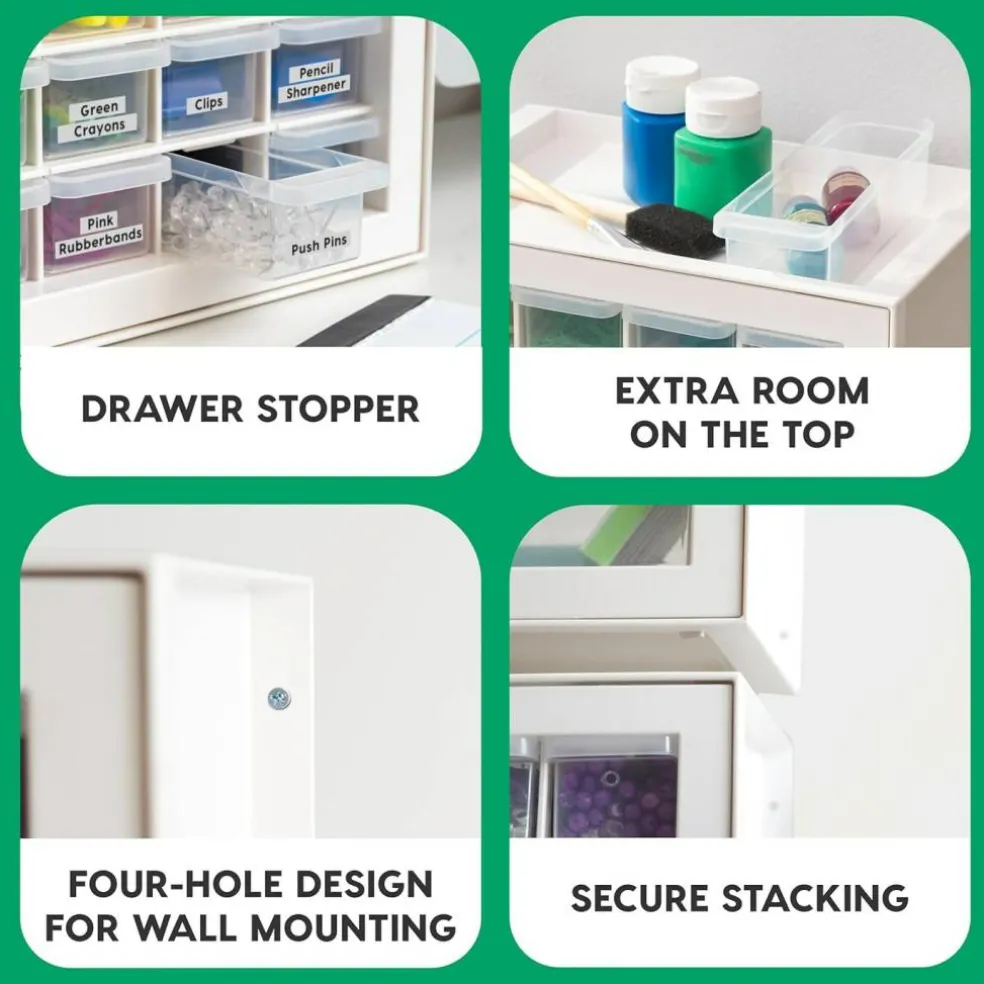 IRIS USA Stackable Storage Cabinet for Hardware Crafts, Small Parts Organizer Drawer, Compartment