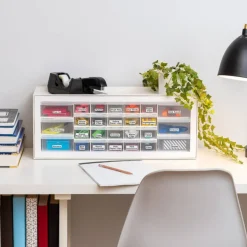 IRIS USA Stackable Storage Cabinet for Hardware Crafts, Small Parts Organizer Drawer, Compartment