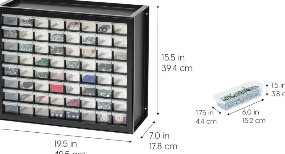 IRIS USA Stackable Storage Cabinet for Hardware Crafts, Small Parts Organizer Drawer, Compartment