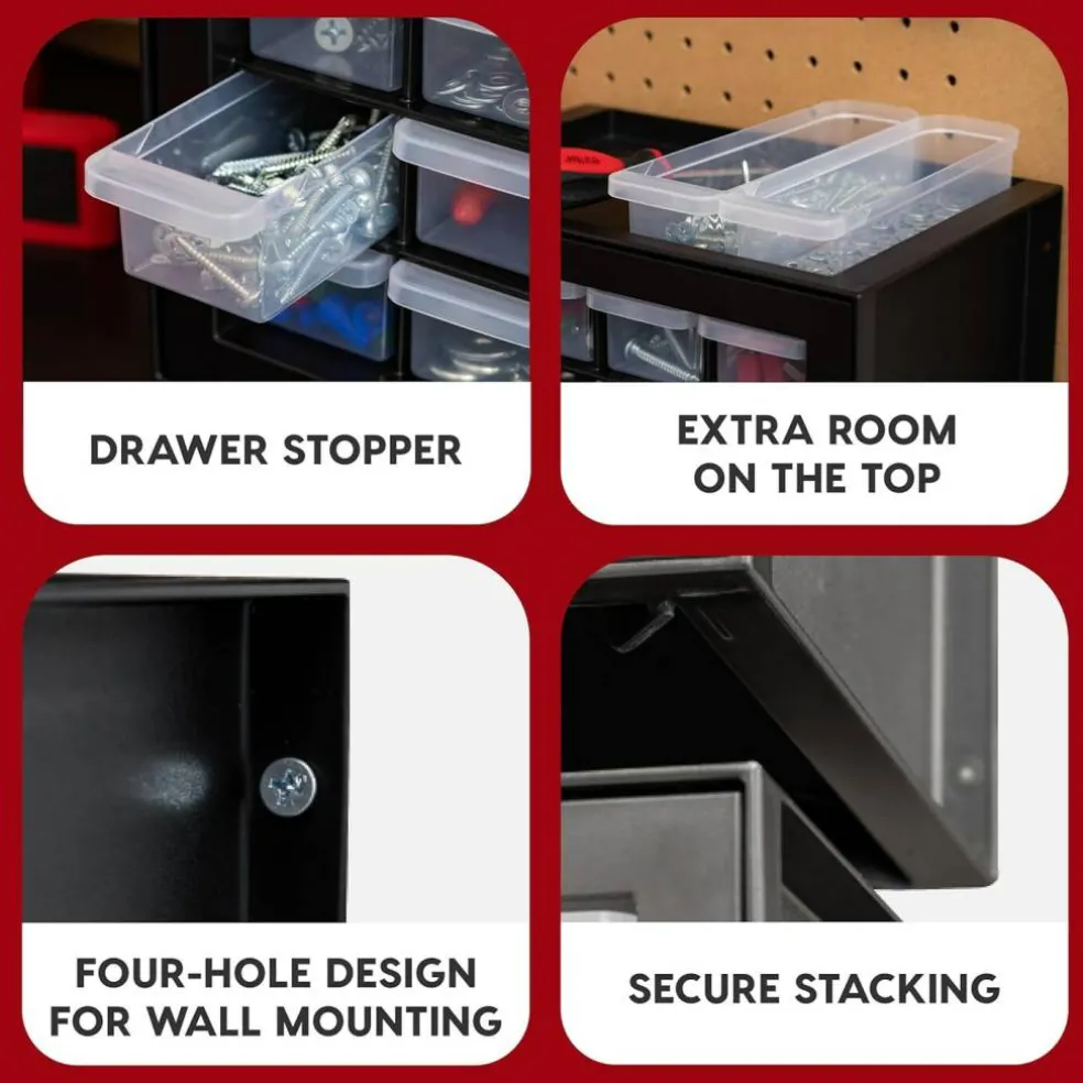 IRIS USA Stackable Storage Cabinet for Hardware Crafts, Small Parts Organizer Drawer, Compartment