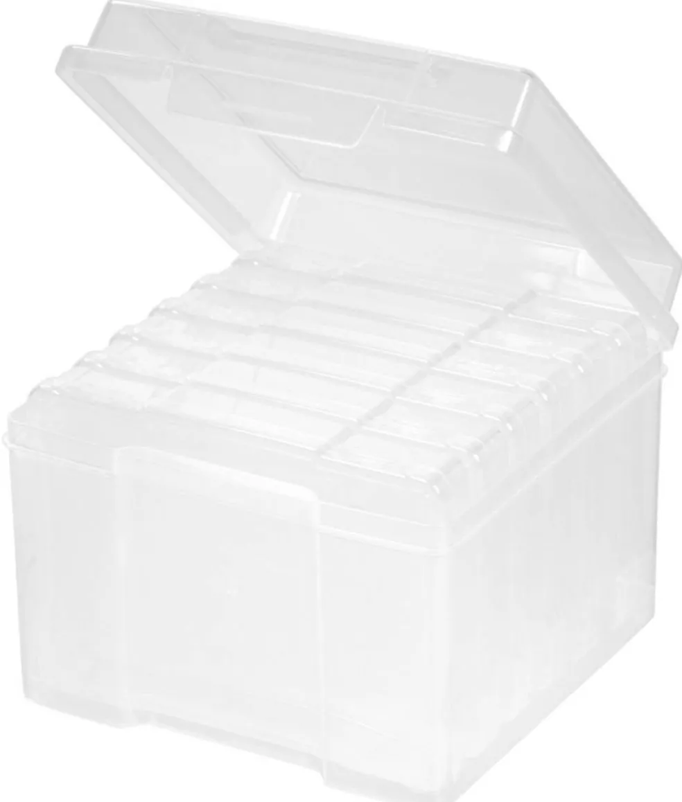 IRIS USA 5" x 7" Photo Storage and Embellishment Craft Keeper with 6 Cases, Clear