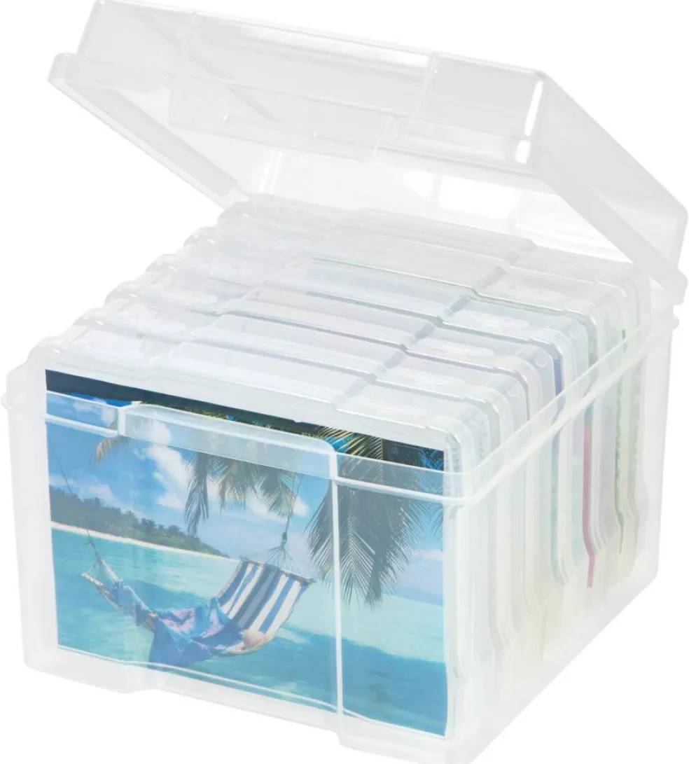 IRIS USA 5" x 7" Photo Storage and Embellishment Craft Keeper with 6 Cases, Clear