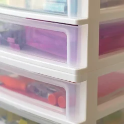 IRIS White 4-Drawer Desktop Plastic Drawer Organizer