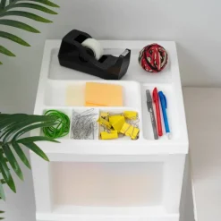 IRIS White 4-Drawer Medium Cart With Organizer Top