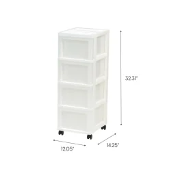 IRIS White 4-Drawer Medium Cart With Organizer Top