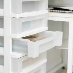 IRIS White 9-Drawer Storage Cart With Organizer Top
