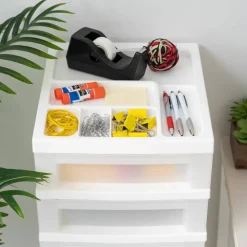 IRIS White 9-Drawer Storage Cart With Organizer Top