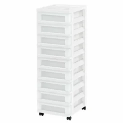 IRIS White 9-Drawer Storage Cart With Organizer Top