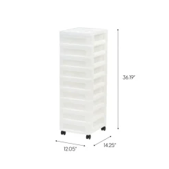 IRIS White 9-Drawer Storage Cart With Organizer Top