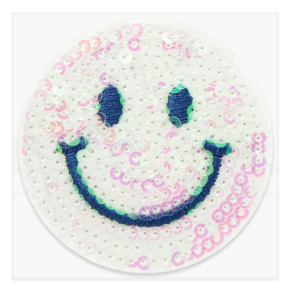 Iron-On & Adhesive Lavender Sequin Smiley Patch by Make Market®