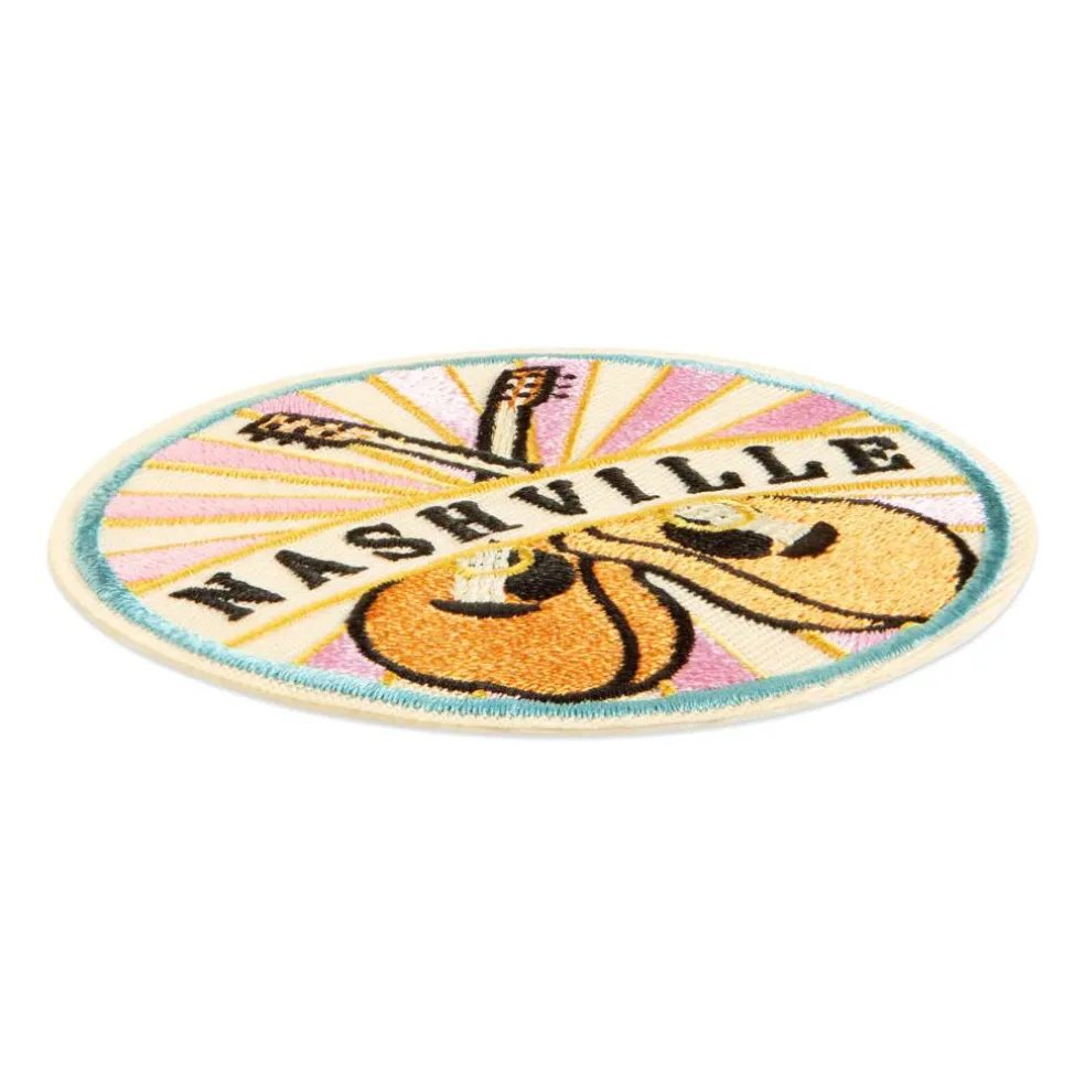 Iron-On & Adhesive Nashville with Guitars Patch by Make Market®