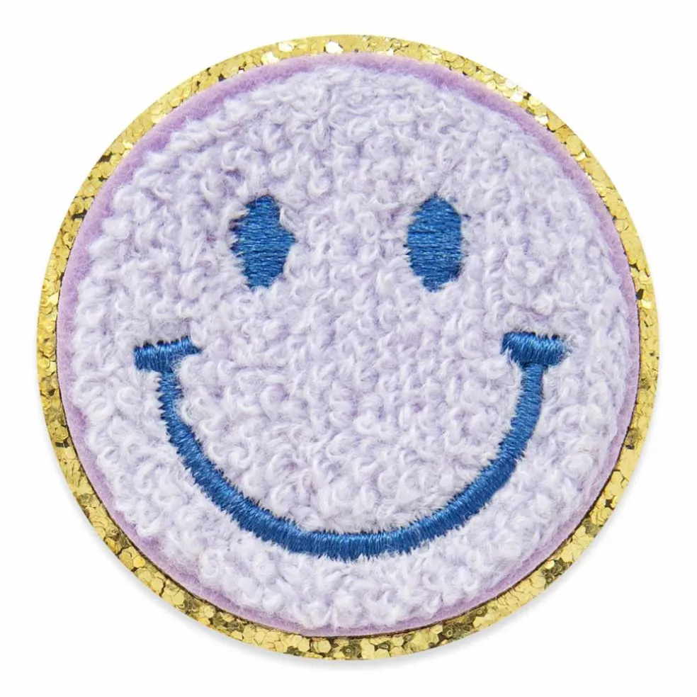 Iron-On & Adhesive Purple Smiley Patch by Make Market®