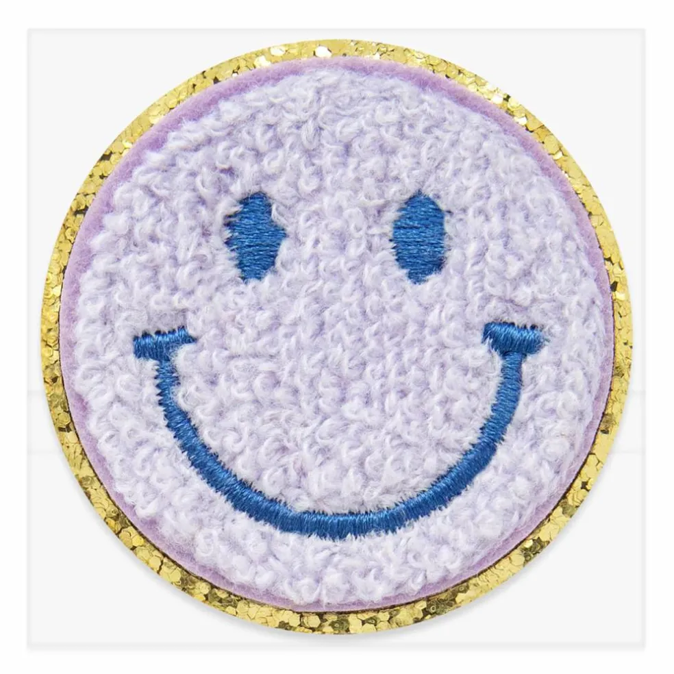 Iron-On & Adhesive Purple Smiley Patch by Make Market®