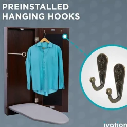Ivation Foldable Ironing Board Cabinet, Wall-Mount With Mirror