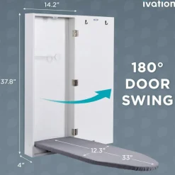 Ivation Foldable Ironing Board Cabinet, Wall-Mount With Mirror