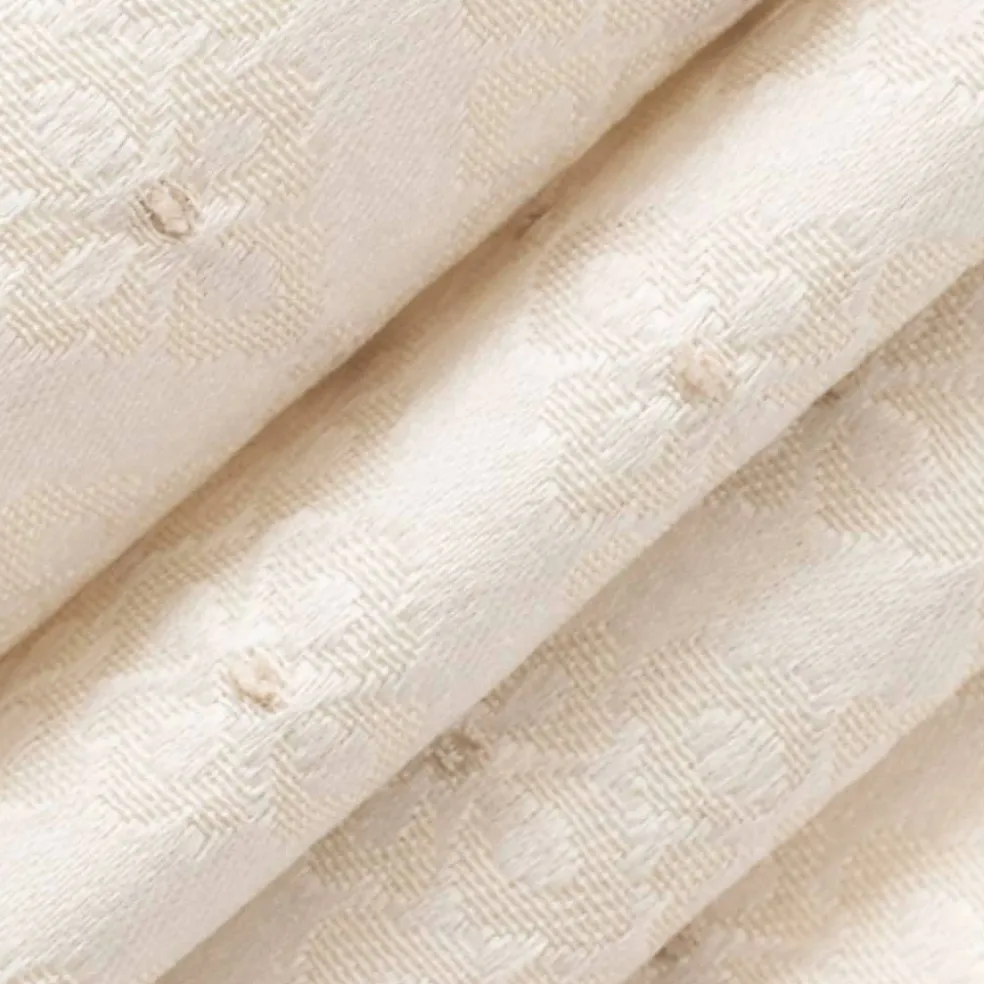 Ivory Fade Resistant Diamond Woven Pattern Upholstery Fabric by The Yard - SKU: Waverly Ivory