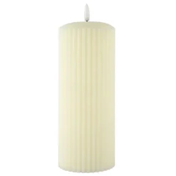 Ivory Ribbed LED Pillar Candle by Ashland®