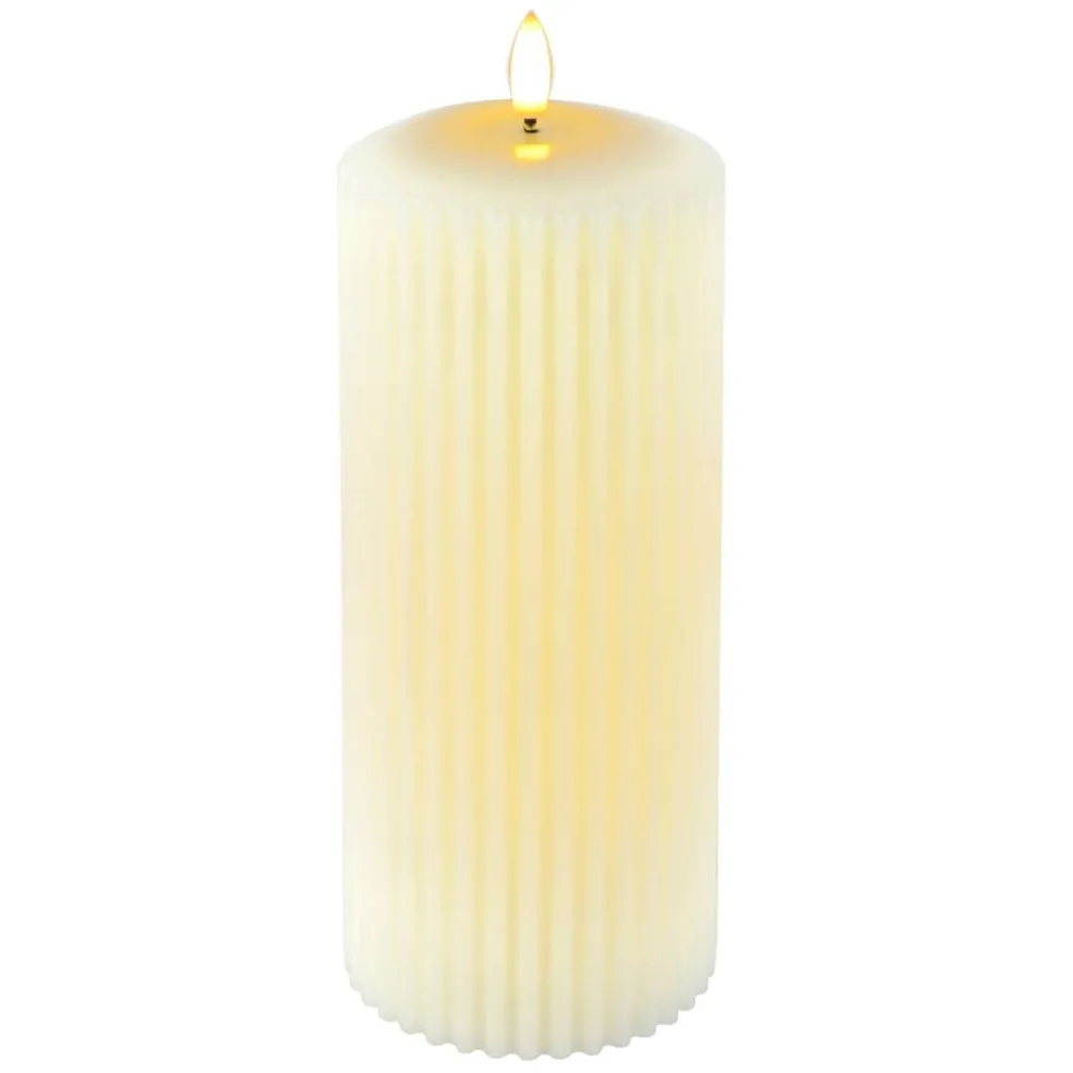 Ivory Ribbed LED Pillar Candle by Ashland®