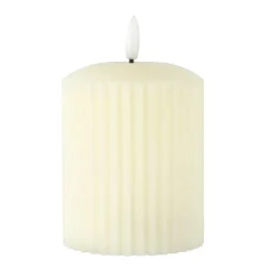 Ivory Ribbed LED Pillar Candle by Ashland®
