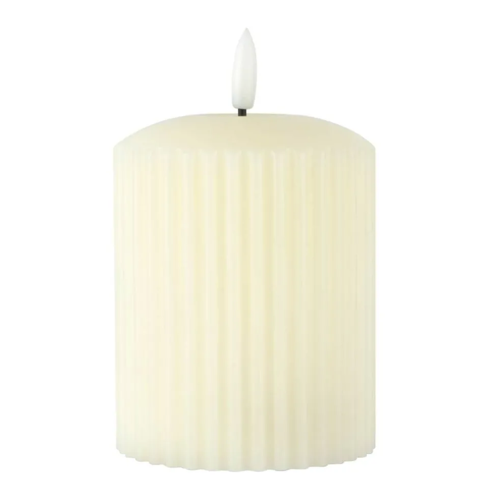 Ivory Ribbed LED Pillar Candle by Ashland®