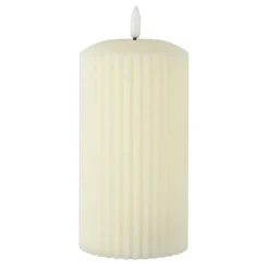 Ivory Ribbed LED Pillar Candle by Ashland®
