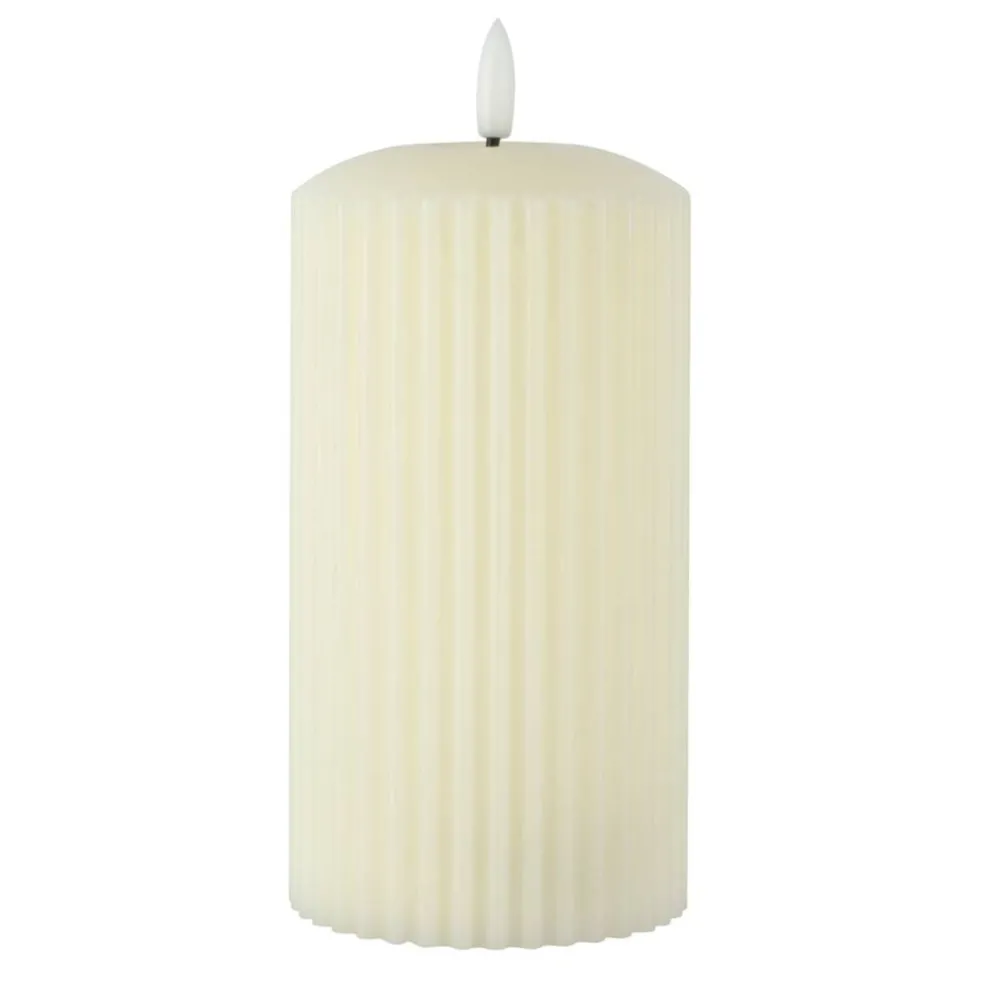 Ivory Ribbed LED Pillar Candle by Ashland®