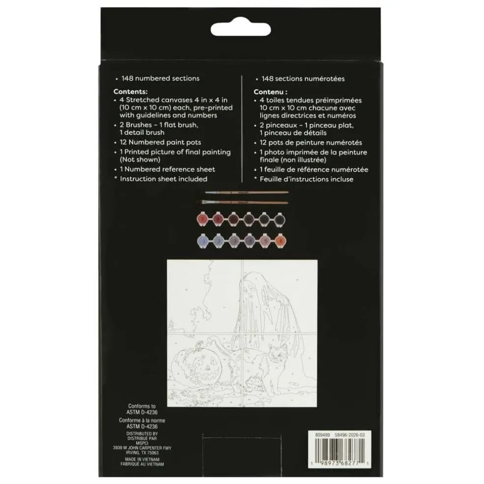 Jack-o'-Lantern, Black Cat & Ghost Paint-by-Number Gallery Mini Kit by Artist's Loft®
