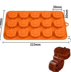 Jack-O-Lantern Chocolate Mold – Pumpkin Silicone Candy Mold 15 Cavity
