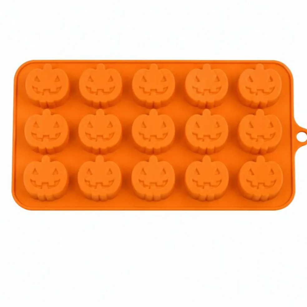 Jack-O-Lantern Chocolate Mold – Pumpkin Silicone Candy Mold 15 Cavity
