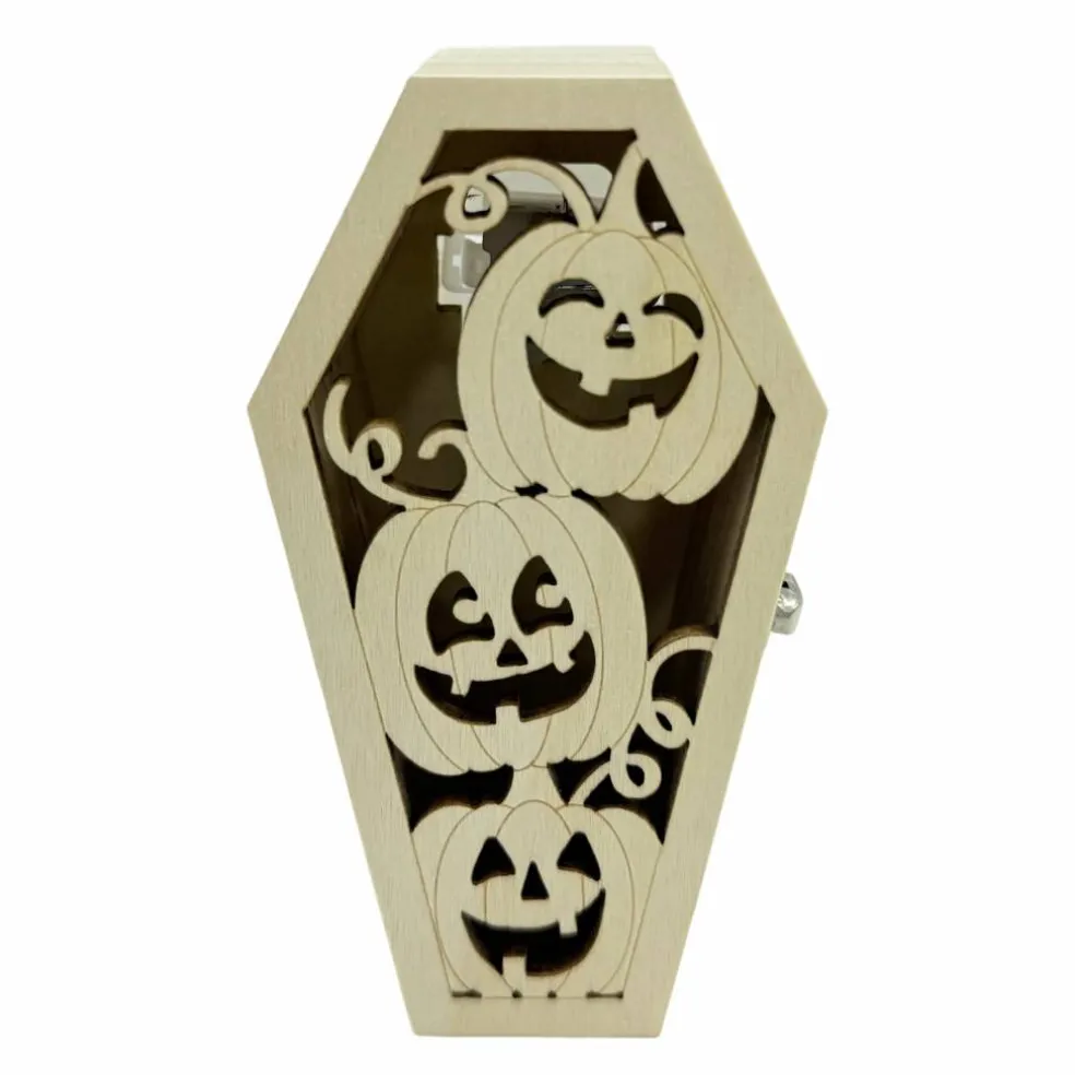 4.5" Jack-o'-Lantern Coffin DIY LED Wood Décor by Make Market®
