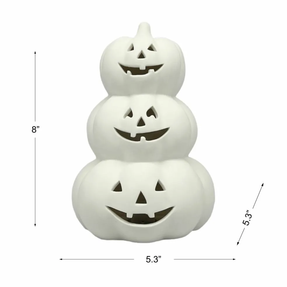 8" Jack-o'-Lantern Stack DIY Ceramic LED Décor by Make Market®