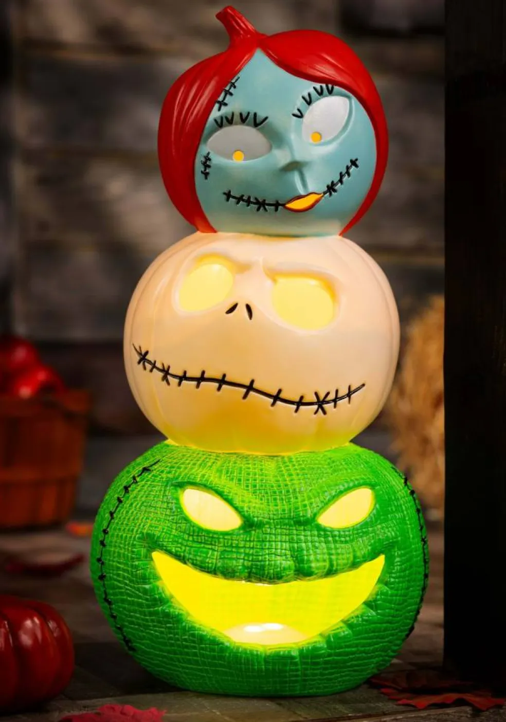 Jack, Sally and Oogie Boogie Light Up Pumpkin Decoration