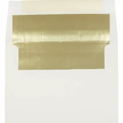 JAM Paper A7 Ecru Gold Foil Lined Invitation Envelopes