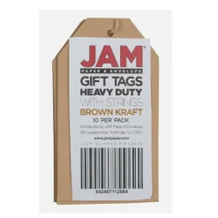 JAM Paper Brown Recycled Kraft Premium Gift Tags with Twine String, 10ct.